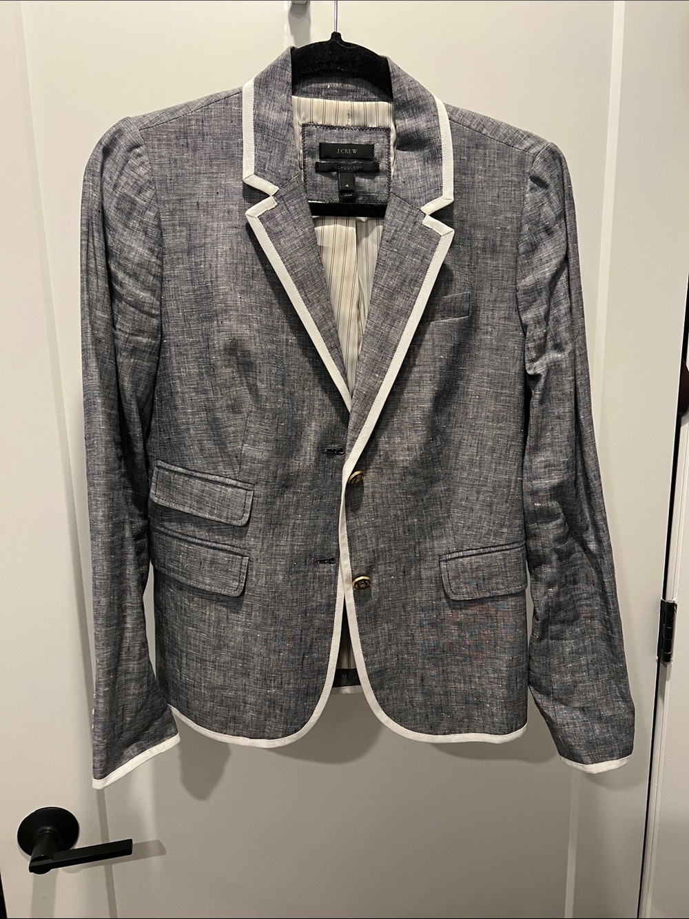 J. Crew School Boy Gray Blazer with White Trim
